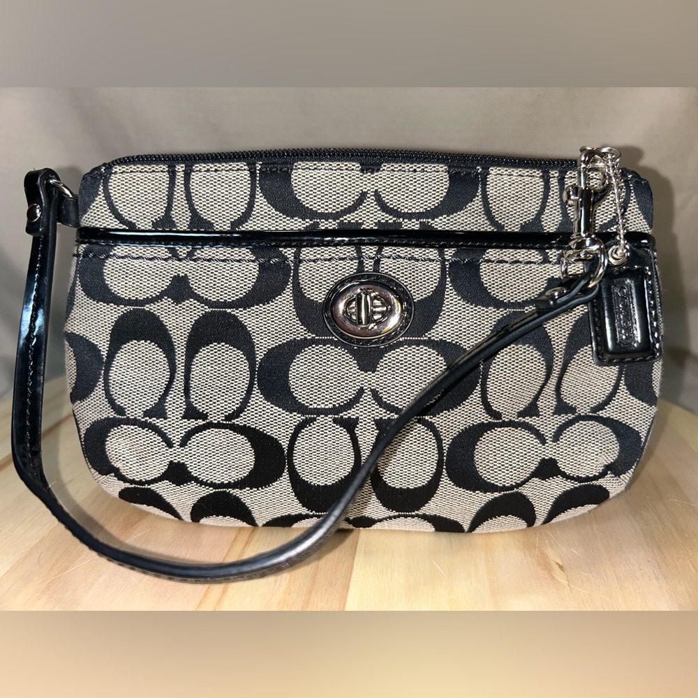 Coach Jacquard (Black/Cream) design w/ Patent Leather & Turn lock closure